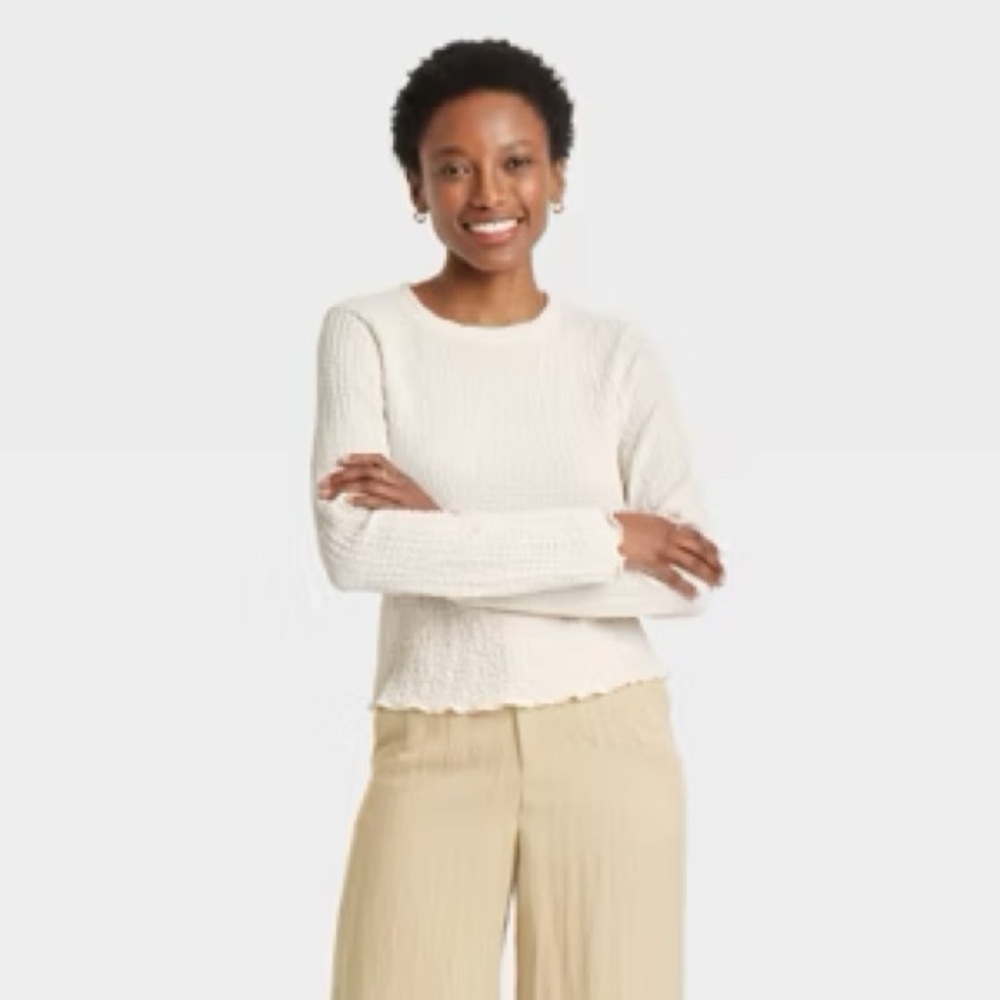A New Day Ivory Cream Long Sleeve Shirt Women’s Plus Size XXL